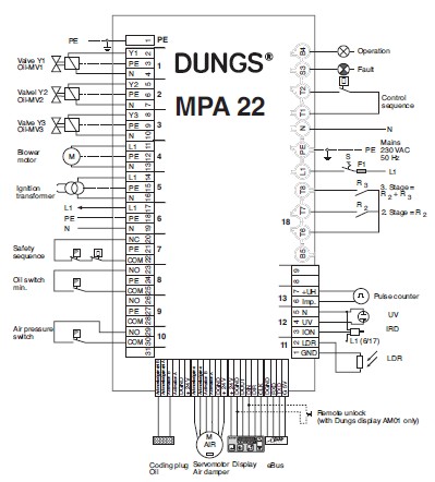 Terminal diagram oil firing three stage MPA22